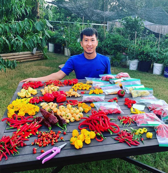 Chàng trai Việt sở hữu khu vườn 300m2 trên đất Mỹ, trồng 2000 loại ớt khác nhau - 1 - kythuatcanhtac.com